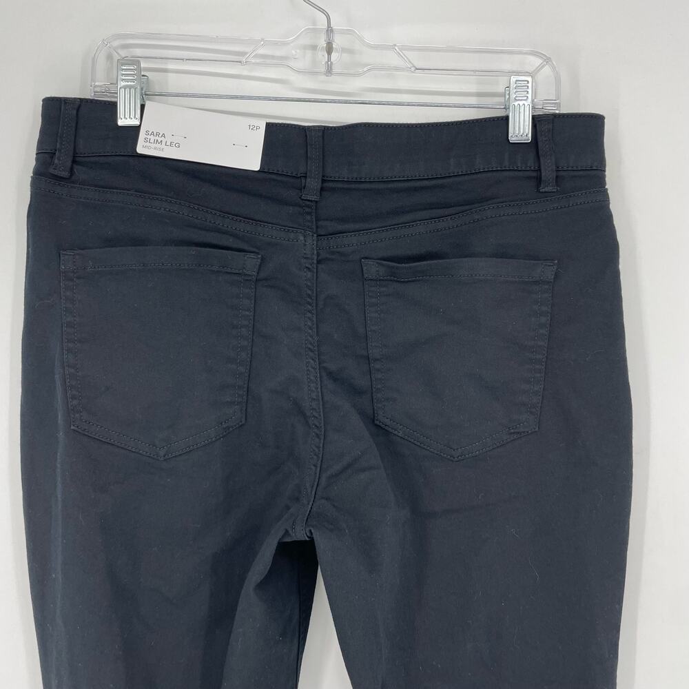 Liz Claiborne Slim Leg Mid Rise Black Pants Size 12 Petite - Picture 6 of 9